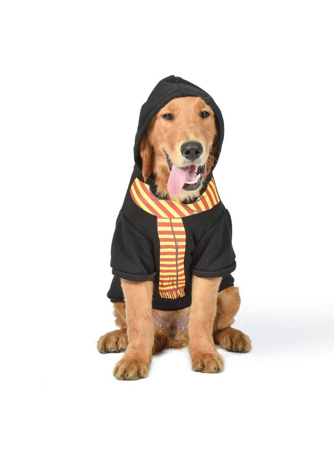 هاري بوتر هودي هاري بوتر جريفندور للحيوانات الأليفة مع وشاح صناعي - مقاس متوسط | إكسسوارات للكلاب | إكسسوارات للكلاب لمنازل هوجورتس، جريفندور، هودي أسود للكلاب - Image 1