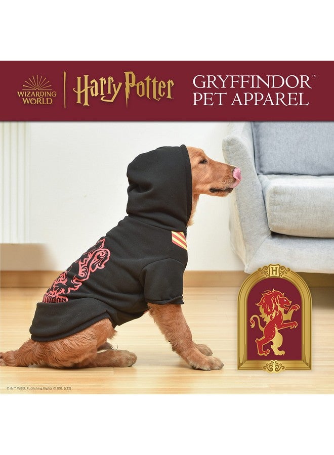 هاري بوتر هودي هاري بوتر جريفندور للحيوانات الأليفة مع وشاح صناعي - مقاس متوسط | إكسسوارات للكلاب | إكسسوارات للكلاب لمنازل هوجورتس، جريفندور، هودي أسود للكلاب - Image 2