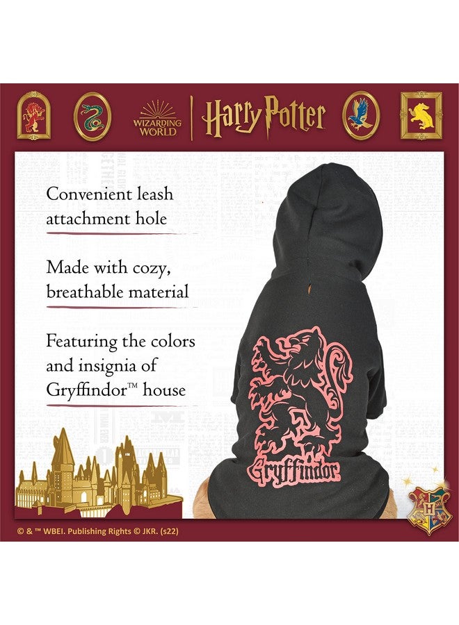 هاري بوتر هودي هاري بوتر جريفندور للحيوانات الأليفة مع وشاح صناعي - مقاس متوسط | إكسسوارات للكلاب | إكسسوارات للكلاب لمنازل هوجورتس، جريفندور، هودي أسود للكلاب - Image 4