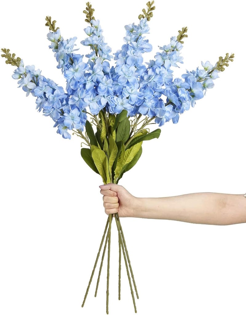 IPOPU 6 PCS Blue Snapdragon Artificial Flowers Light Blue Flowers Artificial Delphinium Antirrhinum 335 in Long Stem Flowers for Tall Vase Wedding Home Decor Light Blue