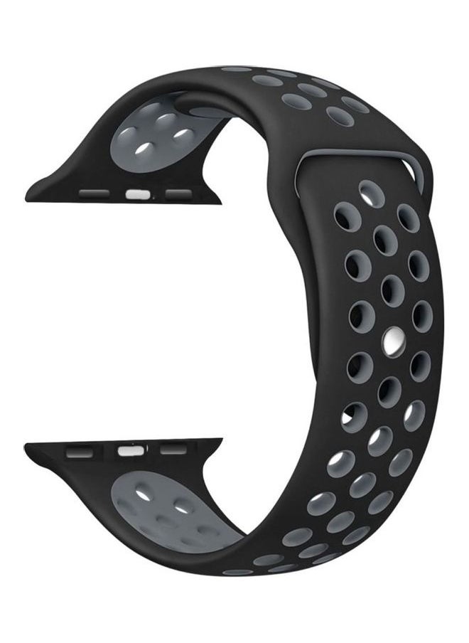 PROMASS Replacement Strap Watchband For Apple Watch Series 7 45mm / 6 / SE / 5 / 4 44mm / 3 / 2 / 1 42mm Black/Grey 