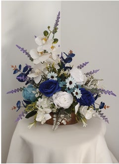 Generic Artificial flower arrangement on teakwood base 37*35cm  - Image 2
