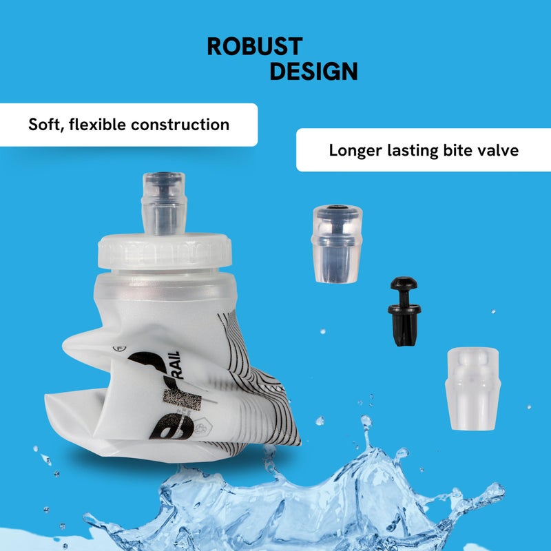 Ergotrail Soft Flask 500ml 3 Pack â€“ Leak-Free Running Water Bottles for Runners, Hikers & Athletes â€“ Bite Valve, Wide-Mouth, Freezable Soft Water Bottles for Running Vests Wide Mouth - Image 4