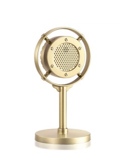Y&D Retro Condenser Microphone Props, Fake Plastic Classic Model for Art Object Collectable Hobby Lovers, Vintage Prop Mic Home Decoration, Gold  - Image 1