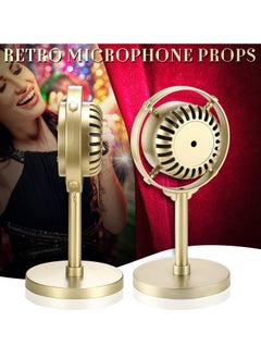 Y&D Retro Condenser Microphone Props, Fake Plastic Classic Model for Art Object Collectable Hobby Lovers, Vintage Prop Mic Home Decoration, Gold  - Image 3