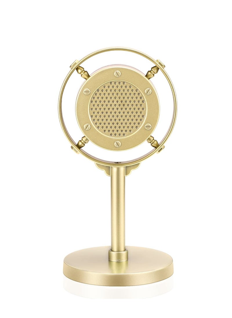 Y&D Retro Condenser Microphone Props, Fake Plastic Classic Model for Art Object Collectable Hobby Lovers, Vintage Prop Mic Home Decoration, Gold  - Image 2