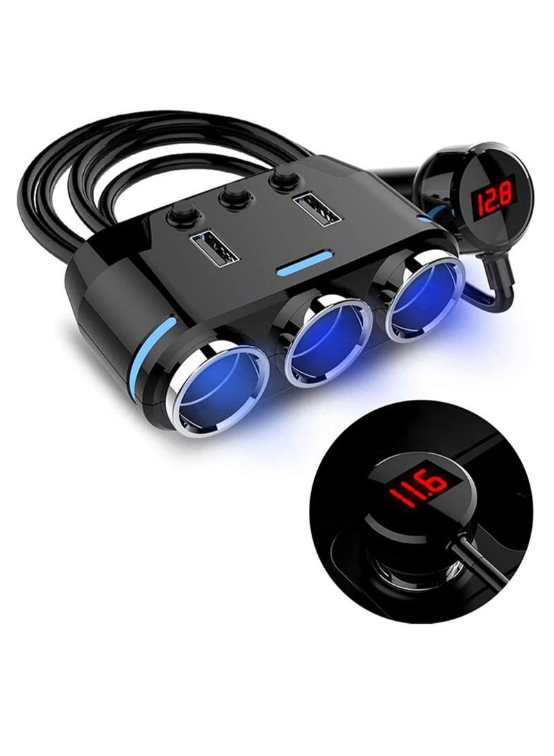 Car Charger Adapter Lighter Charger  Socket with LED Voltage Display Dual USB Car Charger On/Off Switches 12V Car Splitter Adapter Dashcam Replaceable fuse - Image 1