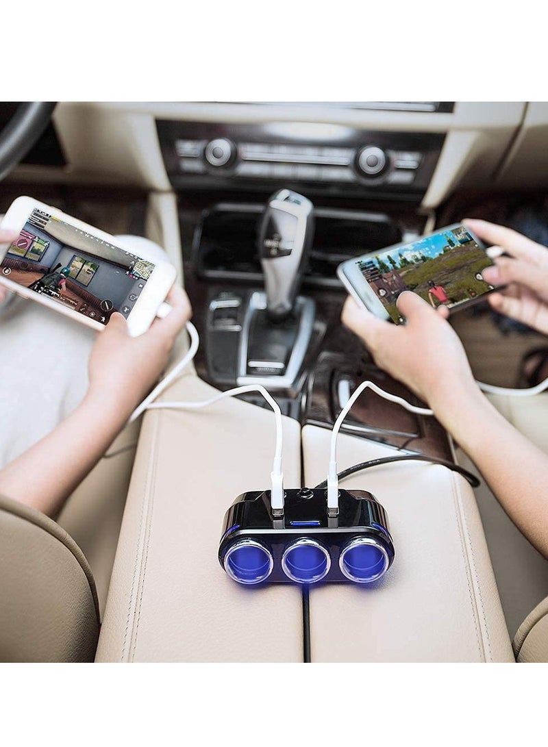 Car Charger Adapter Lighter Charger  Socket with LED Voltage Display Dual USB Car Charger On/Off Switches 12V Car Splitter Adapter Dashcam Replaceable fuse - Image 5