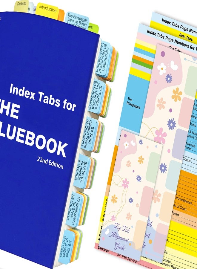 Ubenic Index Tabs for The Bluebook 22nd Edition, Complete Book Tabs Set (Book not Included), 90 Color-Coded Tabs for Every Section, Laminated & Waterproof & Repositionable - Image 1