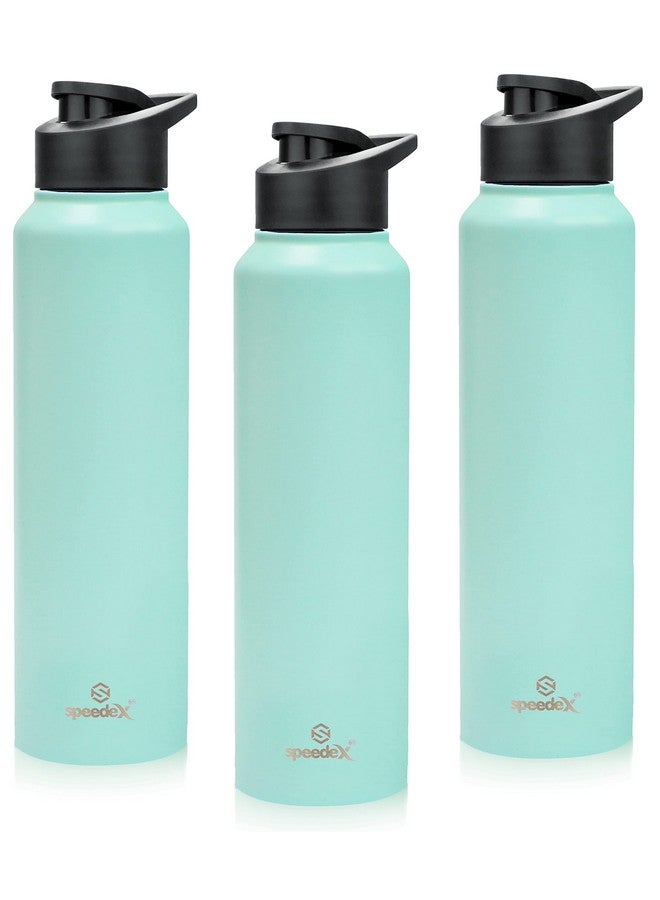 Speedex Stainless Steel Water Bottle 1 Ltr For Kids, Boys, Girls, 1 Litre Bottles for Gym, Sports, Fridge Use, School & Office (Sipper Cap - Set of 3, Pastel Green) - Image 1