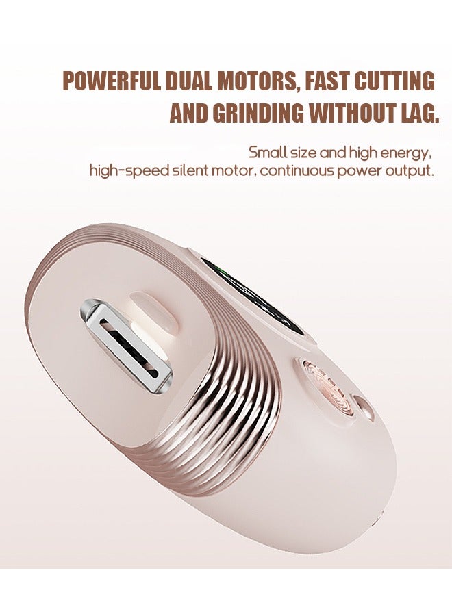 Momozone 2-in-1 Electric Nail Clipper & Polisher with LED Light, Digital display Manicure Machine (Pink)  - Image 3