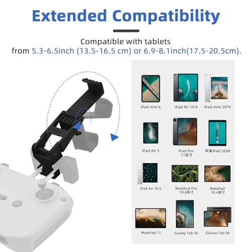 HeiyRC Tablet Holder Mount for DJI Neo, Mini 4K, Mini 4 Pro, Mini 3/3 Pro, Mini 2 SE, AIR 3, Mavic 3 Pro, Mavic Air 2S Adjustable Remote Controller Extended Bracket for iPad mini/Air Accessories - Image 2