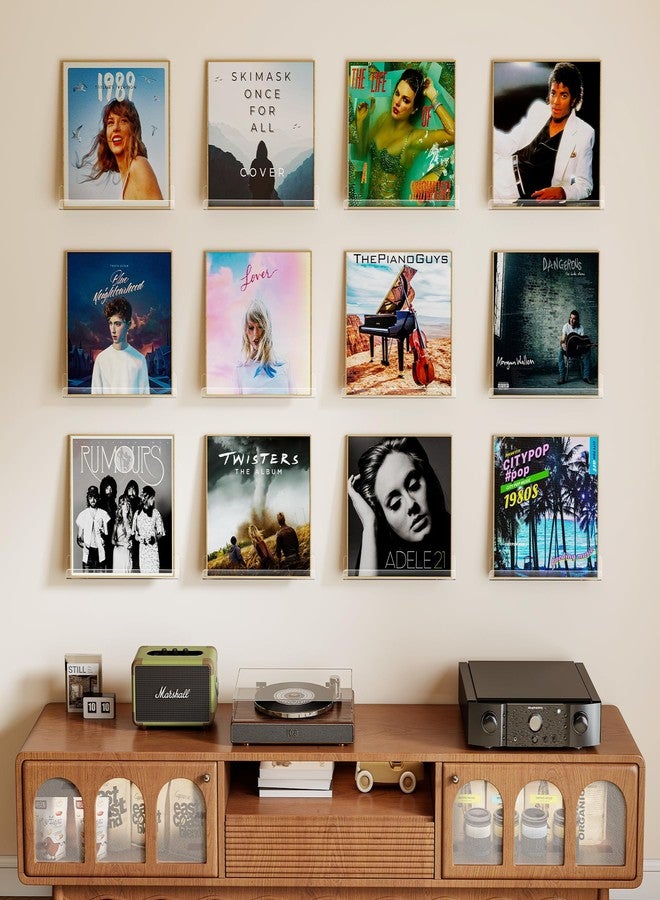 Laurensory 12 Pack Vinyl Record Shelf Wall Mount Shelves, 12 inch Clear Acrylic Vinyl Record Holder Display, Floating Shelves for Wall Decor, Magazine Rack, Kids Bookshelf, for Bedroom, Living Room - Image 2