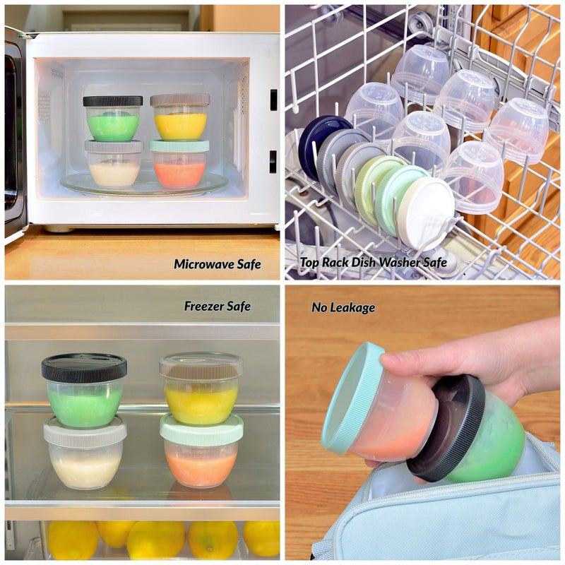 Youngever 18 Sets Baby Food Storage, 4 Ounce Plastic Baby Food Containers with Lids, 9 Urban Colors, with Lids Labels - Image 4
