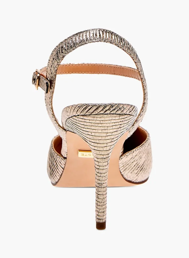 سيليست Womens Floral Applique Shoes With Stiletto Heels And Buckle Closure