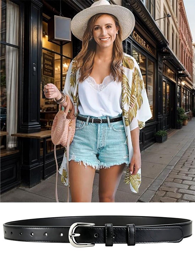 Happy D Women’s Leather Belt Casual Thin Belt 2PCS - Image 4