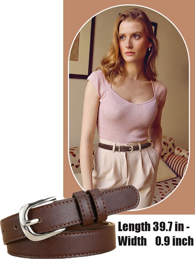 Happy D Women’s Leather Belt Casual Thin Belt 2PCS - Image 3