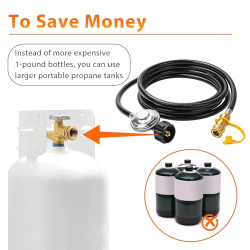 ArrogantF F271803 12ft Propane Hose with Regulator Fit for Big Buddy 3/8 Gas Quick Connect Disconnect,Propane Heater Hose Assembly to QCC1 Propane Tank for Indoor Outdoor Heater Gas Grill Connectors - Image 5