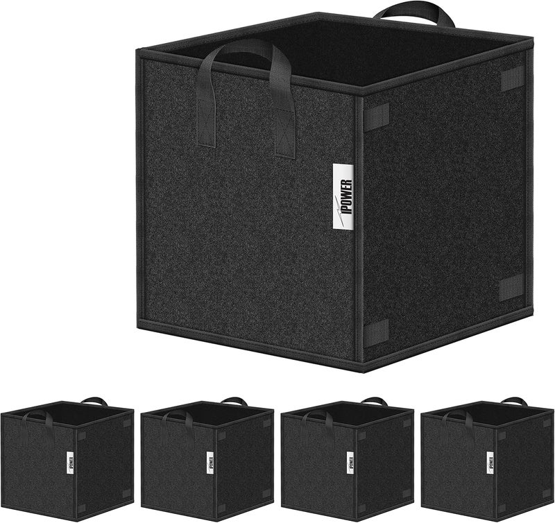 iPower 5 Pack 7 Gallon Square Grow Bags Thick Fabric Planting Pots with Handles for Indoor and Outdoor Garden Black - Image 1
