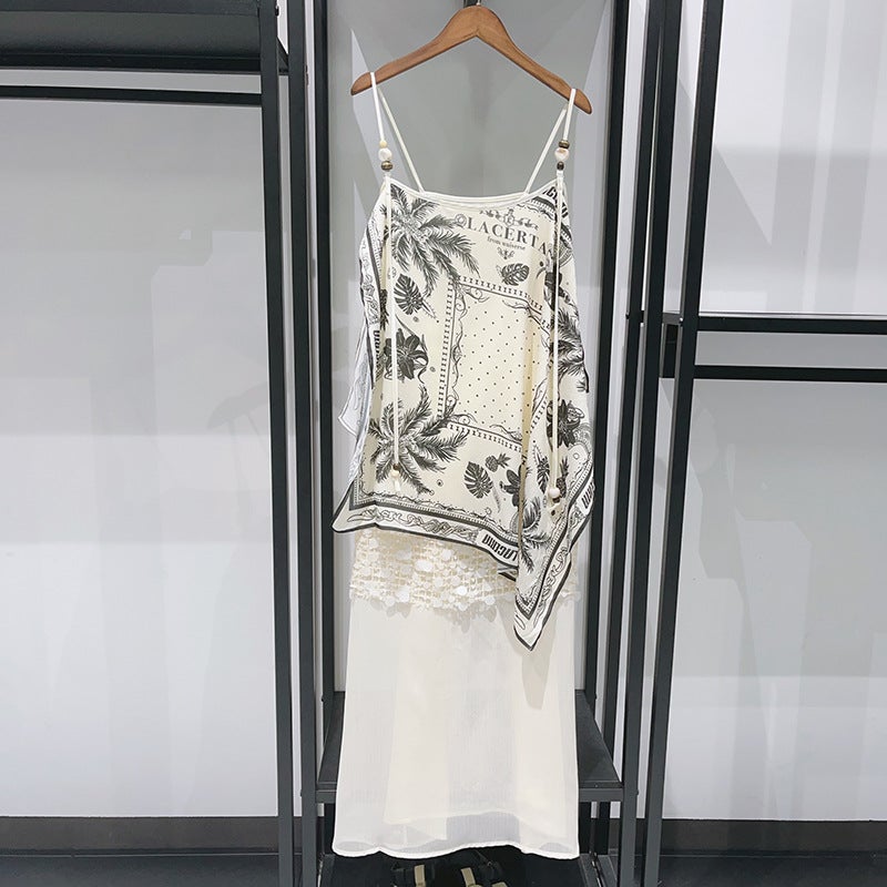 French 2025 Early Autumn Sequin Patchwork Sleeveless Dress - Image 3