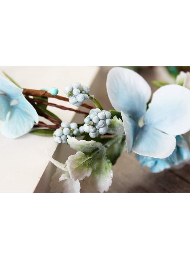 HY Handmade Adjustable Flower Wreath Headband Halo Floral Crown Garland Headpiece (Blue/White) - Image 5