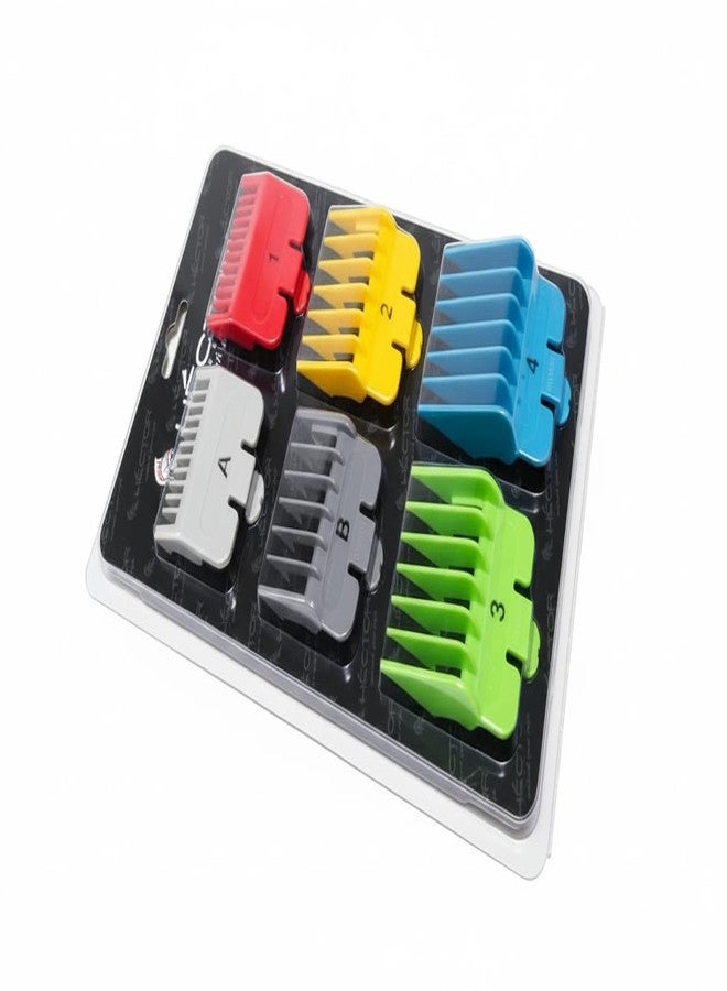 Hector Professional Hair Clipper Guide Combs, Authentic 6 Piece Set, Multi-Color - Image 1