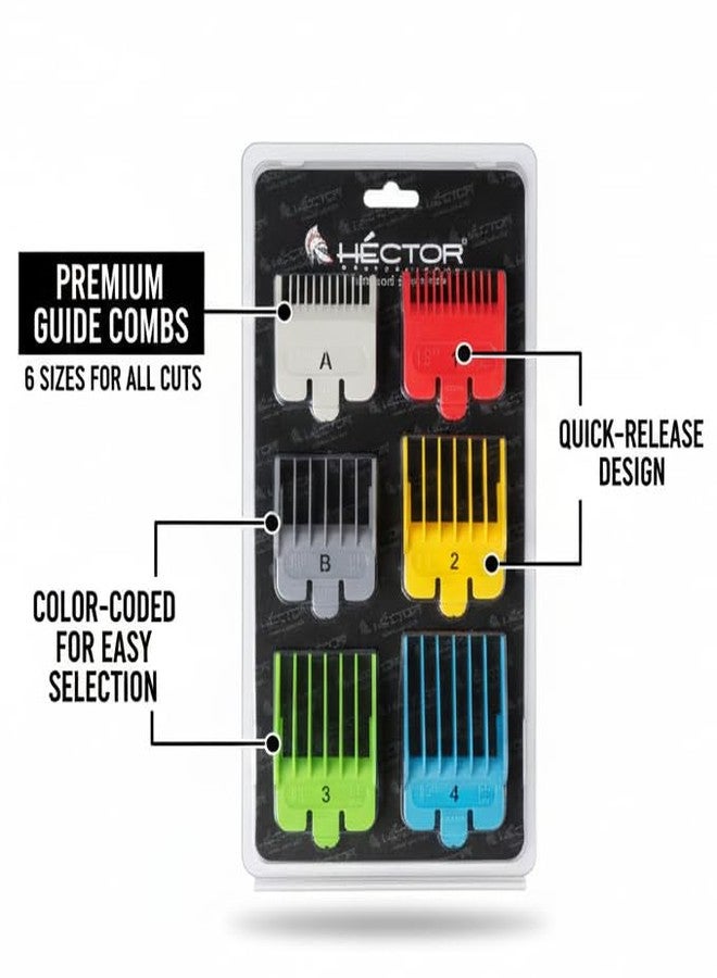 Hector Professional Hair Clipper Guide Combs, Authentic 6 Piece Set, Multi-Color - Image 2