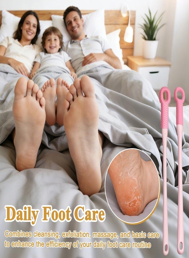 Dexspoeny 2 Pack Toe Scrubber Brush Long Handle, Soft Rubber Toe Cleaner for Deep Cleaning Exfoliation, Foot Brush for Seniors, Pregnant Women and Limited Mobility No Bend to Use in Shower (Pink) - Image 5