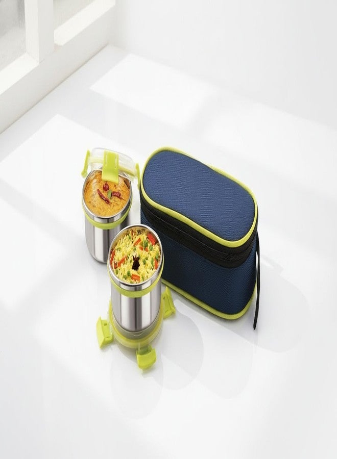 Gcrox Stainless Steel Leakproof Lunch Box with Klip Lock & Carry Bag |Tiffin for Office, School, Men, Women, Kids | Airtight & BPA-Free Food Containers 400ML - Image 2