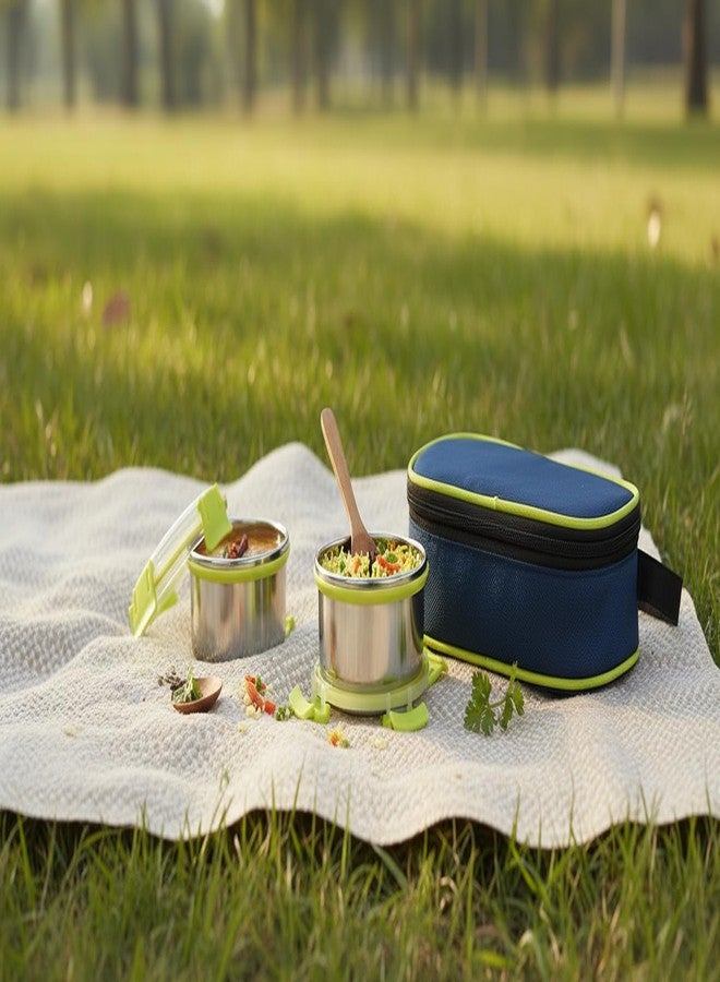 Gcrox Stainless Steel Leakproof Lunch Box with Klip Lock & Carry Bag |Tiffin for Office, School, Men, Women, Kids | Airtight & BPA-Free Food Containers 400ML - Image 3