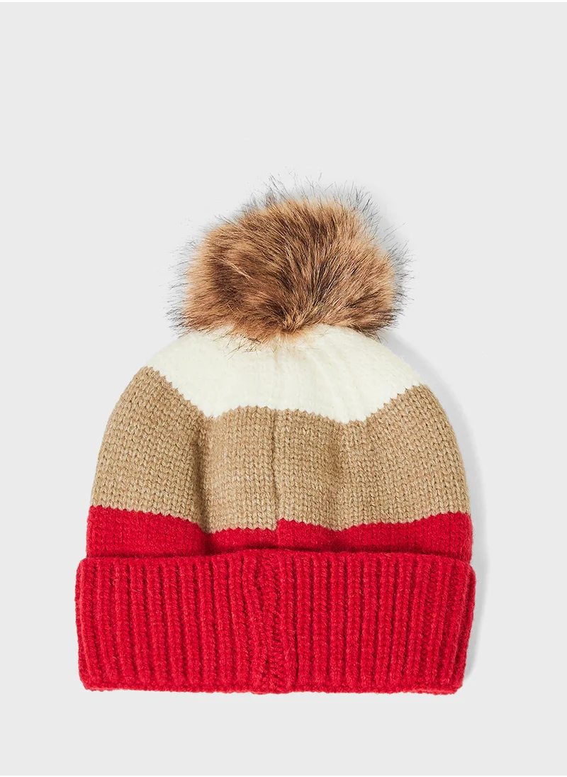 ELLA 3 Pack Set With Winter Pompom Beanie ,Scarve & Glove Set
