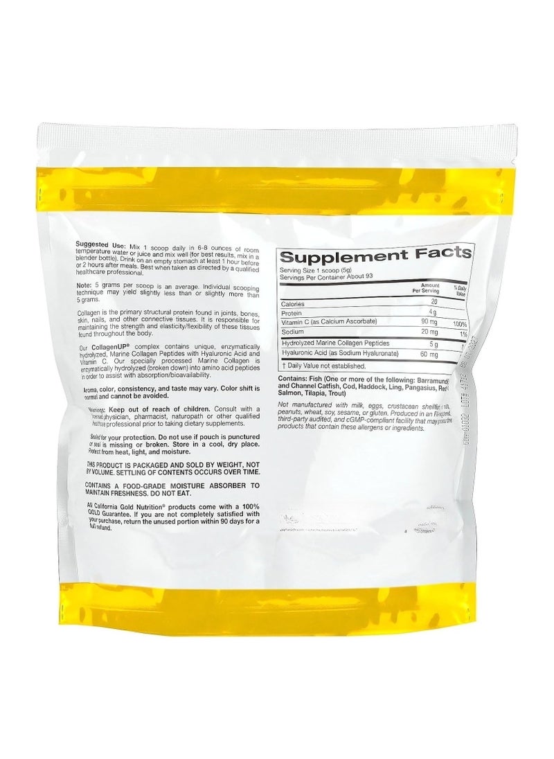 California Gold Nutrition CollagenUP Hydrolyzed Marine Collagen Peptides With Hyaluronic Acid And Vitamin C Unflavored 464 G  - Image 2