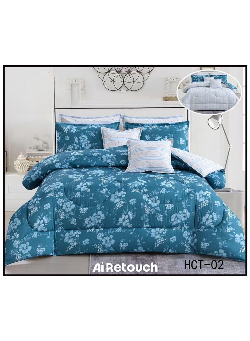 Modern 8-piece floral bedspread set for a double bed (260x240 cm). - Image 1