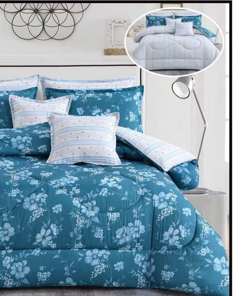 Modern 8-piece floral bedspread set for a double bed (260x240 cm). - Image 2