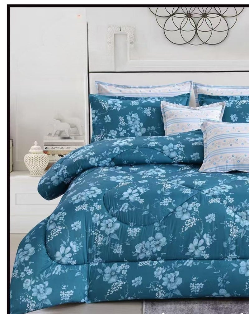 Modern 8-piece floral bedspread set for a double bed (260x240 cm). - Image 3