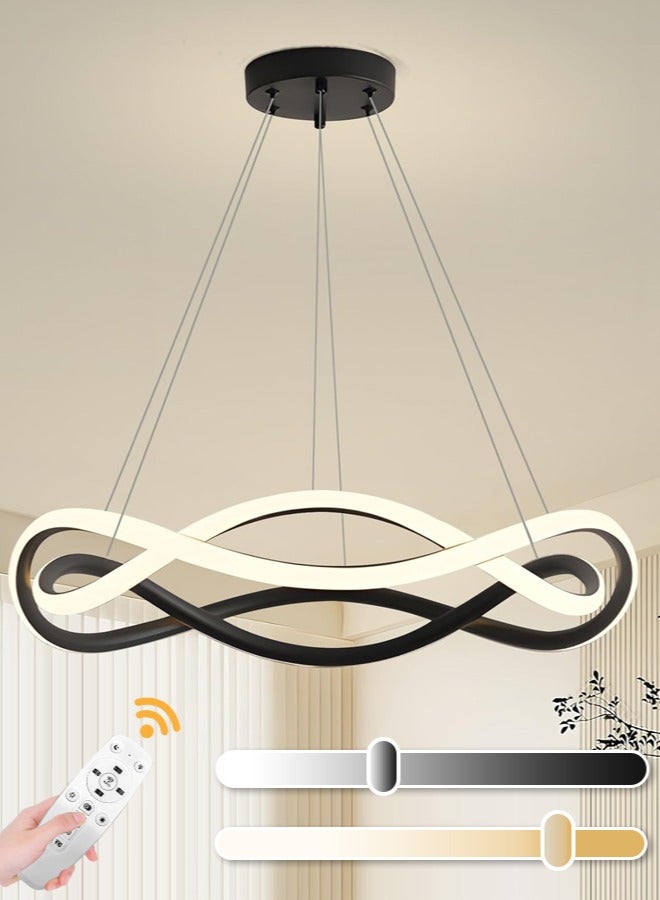 YATAI LIGHTING Modern LED Chandelier for Living Room,156W Remote Control Adjustable Height and Colors Dimming Black Contemporary LED Ceiling Hanging Chandelier for Dining and Restaurant,80CM  - Image 1