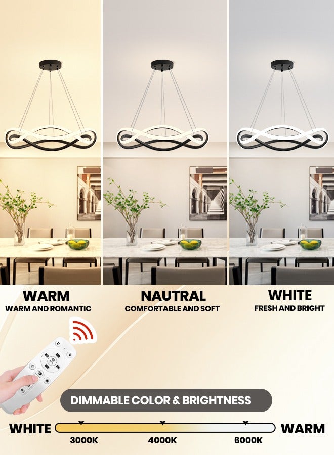 YATAI LIGHTING Modern LED Chandelier for Living Room,156W Remote Control Adjustable Height and Colors Dimming Black Contemporary LED Ceiling Hanging Chandelier for Dining and Restaurant,80CM  - Image 2