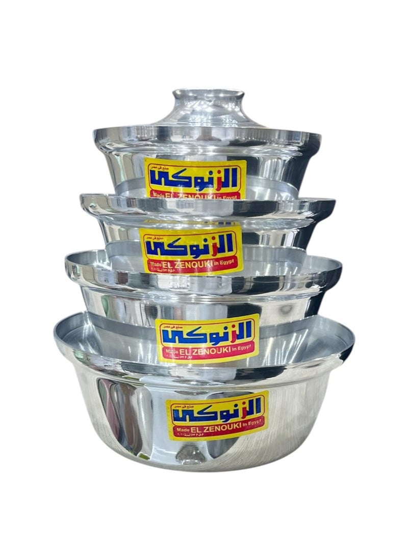 الزنوكى طقم قدور شاورما الزنوكي، مكون من 4 قطع من الألمنيوم عالي الجودة بمقاسات 16، 18، 20، 22  صناعة مصرية  - Image 1