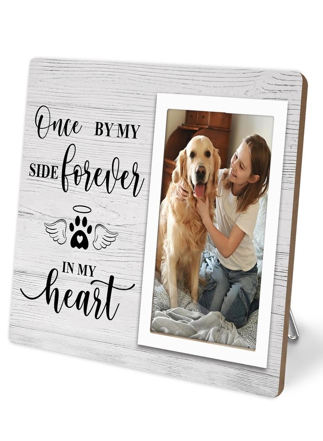 KLYTINK Pet Memorial Picture Frame, Cats or Dogs Wooden Picture Frame, Memorial Pets Loss Photo Frame, Pet Loss Sympathy Gift for Pet Owner, You Left Paw Prints on Our Heart Forever,4x6Inch Photo - Image 1