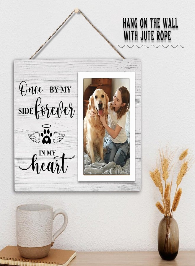 KLYTINK Pet Memorial Picture Frame, Cats or Dogs Wooden Picture Frame, Memorial Pets Loss Photo Frame, Pet Loss Sympathy Gift for Pet Owner, You Left Paw Prints on Our Heart Forever,4x6Inch Photo - Image 3