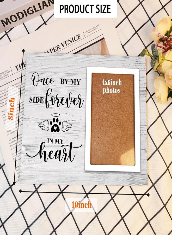 KLYTINK Pet Memorial Picture Frame, Cats or Dogs Wooden Picture Frame, Memorial Pets Loss Photo Frame, Pet Loss Sympathy Gift for Pet Owner, You Left Paw Prints on Our Heart Forever,4x6Inch Photo - Image 2