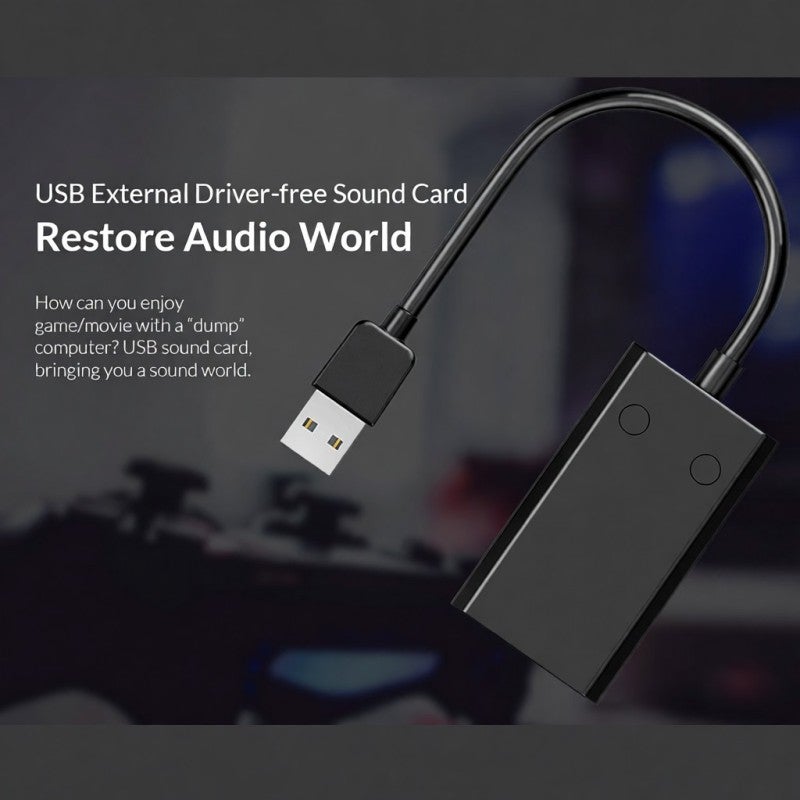 USB Sound Card: Black Plug And Play - Adjustable Volume Audio Control Device For Desktop Computers Laptops Gaming Music Movies - Image 3