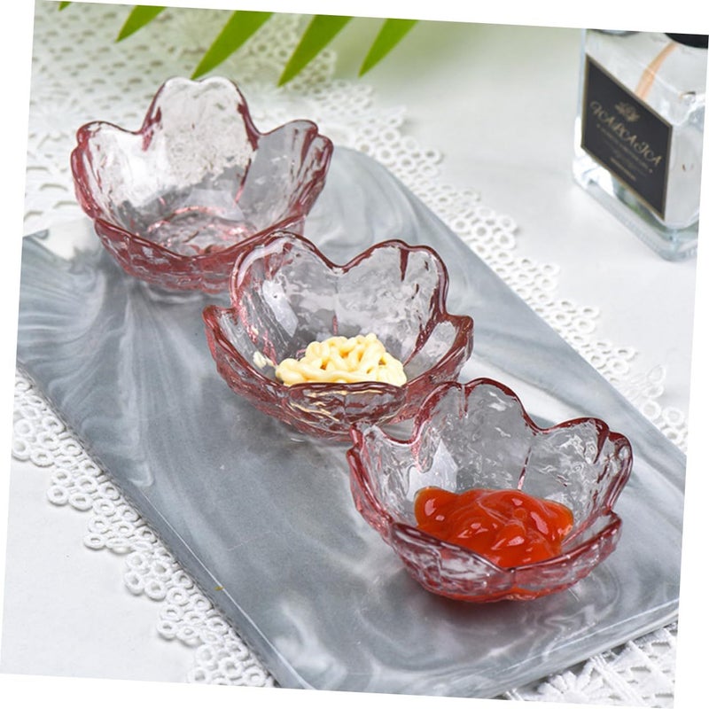 6 Piece Cherry Blossom Glass Sauce Dishes Set Dipping Plates for Soy Sauce Seasoning Dishwasher Safe - Image 3