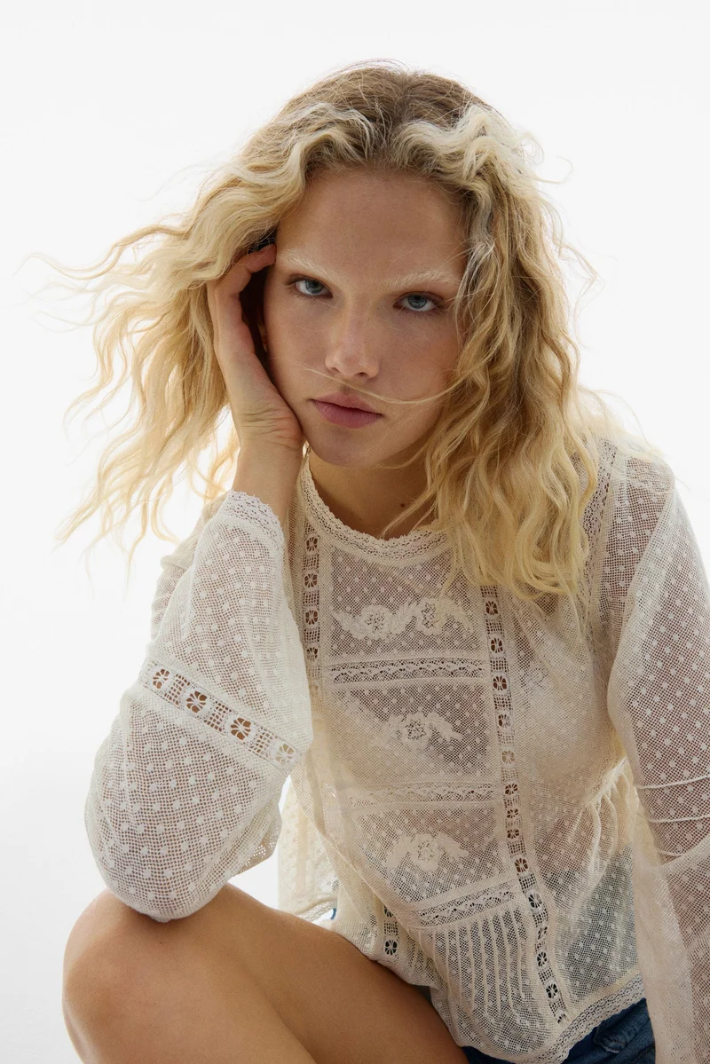 H&M Plumeti mesh blouse