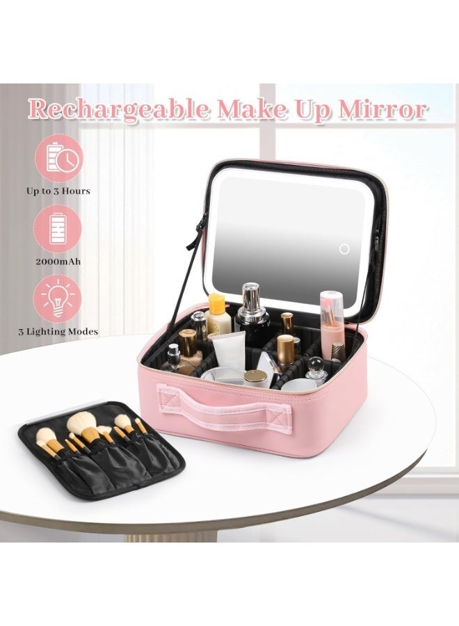 NOVA TECH Makeup Travel Train Case with LED Mirror Light | Adjustable Partitions & Waterproof Cosmetic Storage Bag - Image 5
