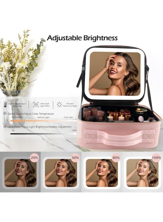 NOVA TECH Makeup Travel Train Case with LED Mirror Light | Adjustable Partitions & Waterproof Cosmetic Storage Bag - Image 3