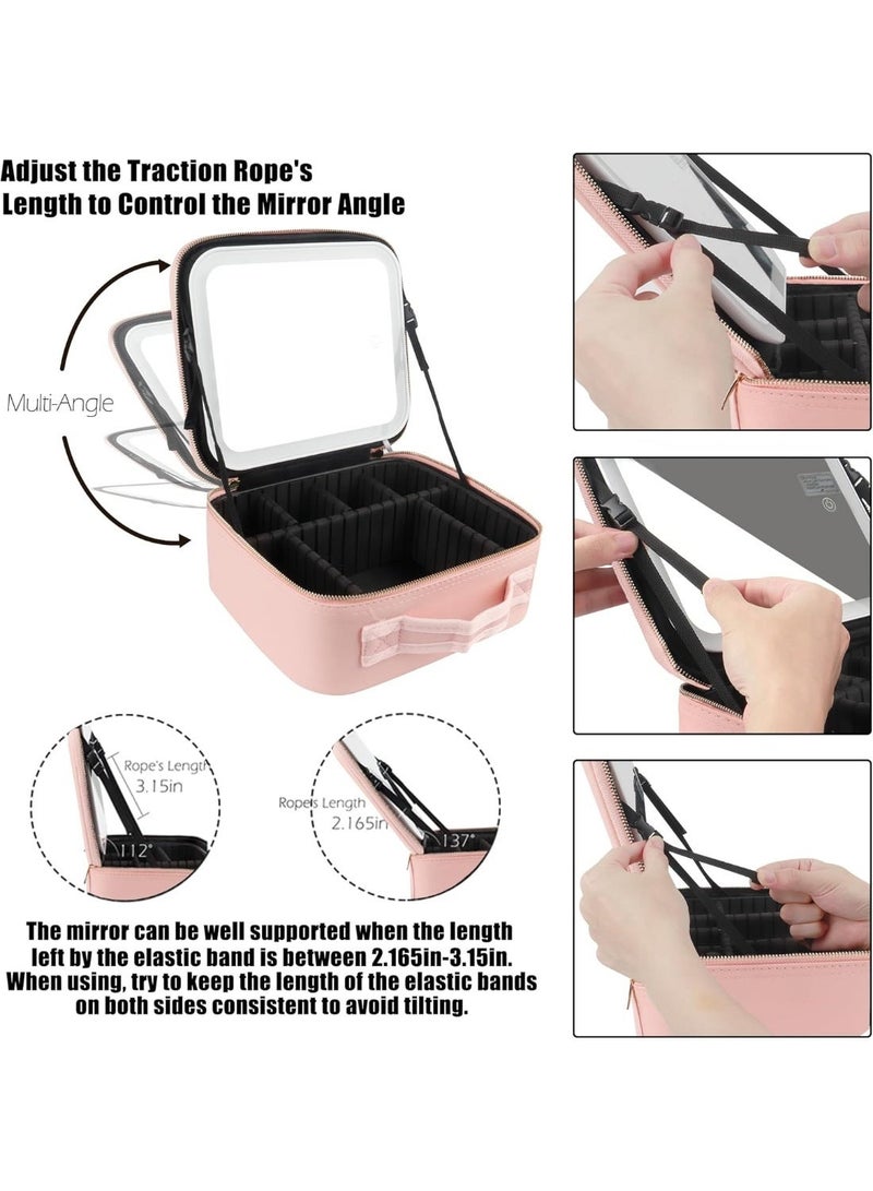 NOVA TECH Makeup Travel Train Case with LED Mirror Light | Adjustable Partitions & Waterproof Cosmetic Storage Bag - Image 2