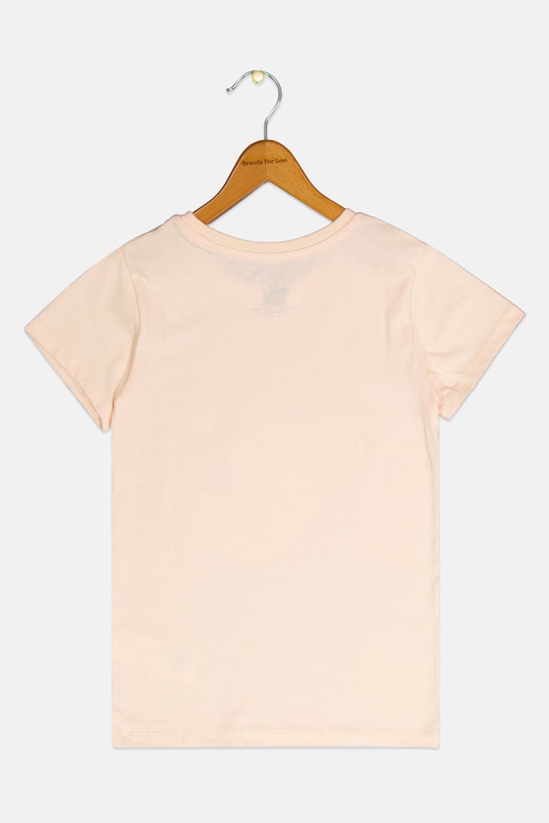 Tom And Jerry Kids Girl Graphic Print Short Sleeves Tops, Peach - Image 3