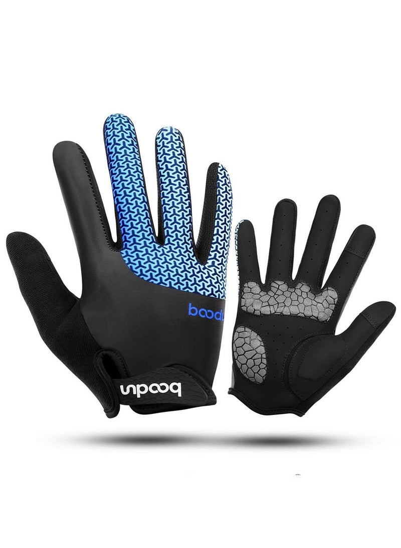 BOODUN Cycling Gloves, Full Finger Bike Gloves with Anti-Slip Gel Padded, Shock Absorbing, for Road Bicycle Mountain Men Women (Size L) - Image 1