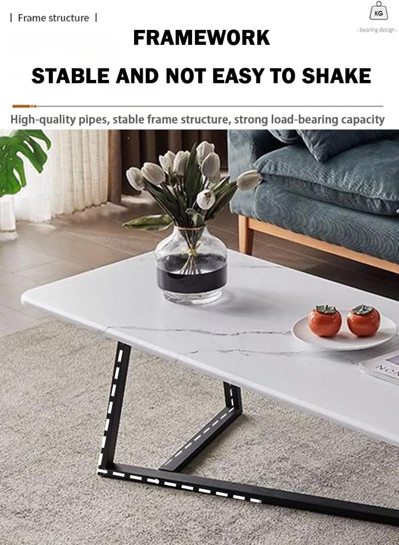 Jorunb Coffee Table Large Capacity Table Storage Simple Living Room Table Modern Tea Table Small Unit Square Living Room Simple Small Tea Table Design（imitation white marble） - Image 4